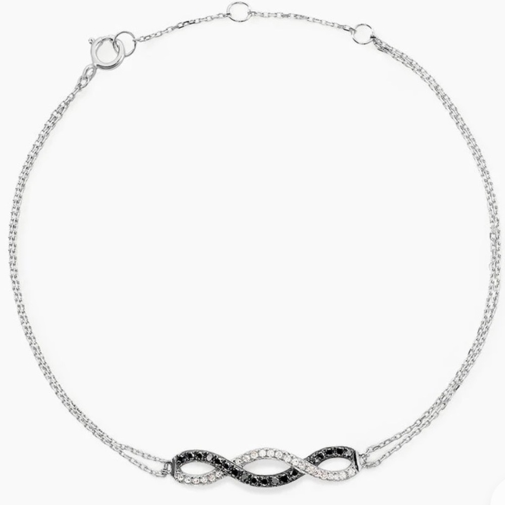 Histoire d’or black and white diamond infinity Bracelet from France 18.5 cm